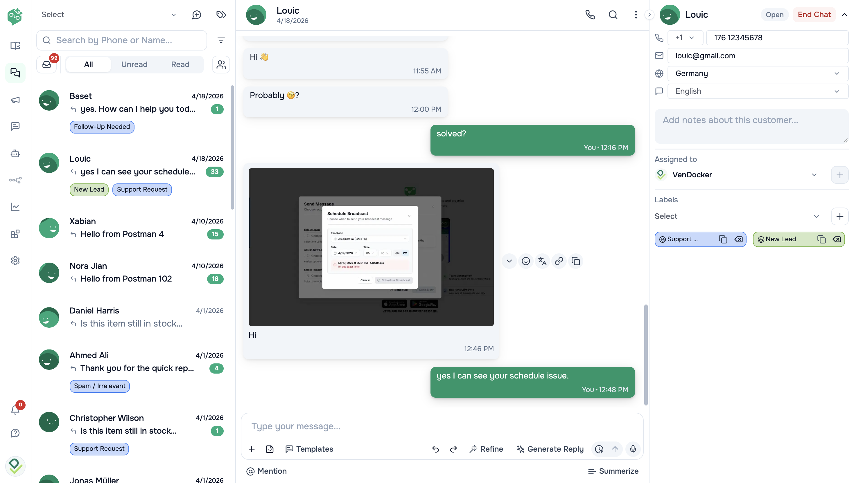 Vendschat dashboard