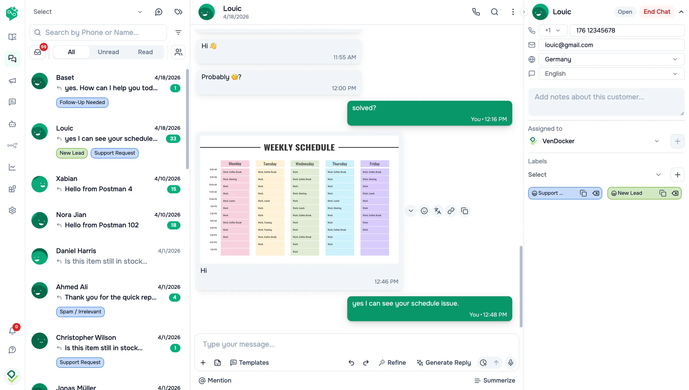 Vendschat dashboard